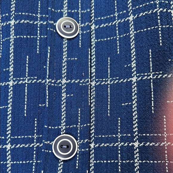 Vintage 1960s Navy and Off White Plaid Midi Dress Drop Waist Tie Belt Size 8 - Picture 11 of 12